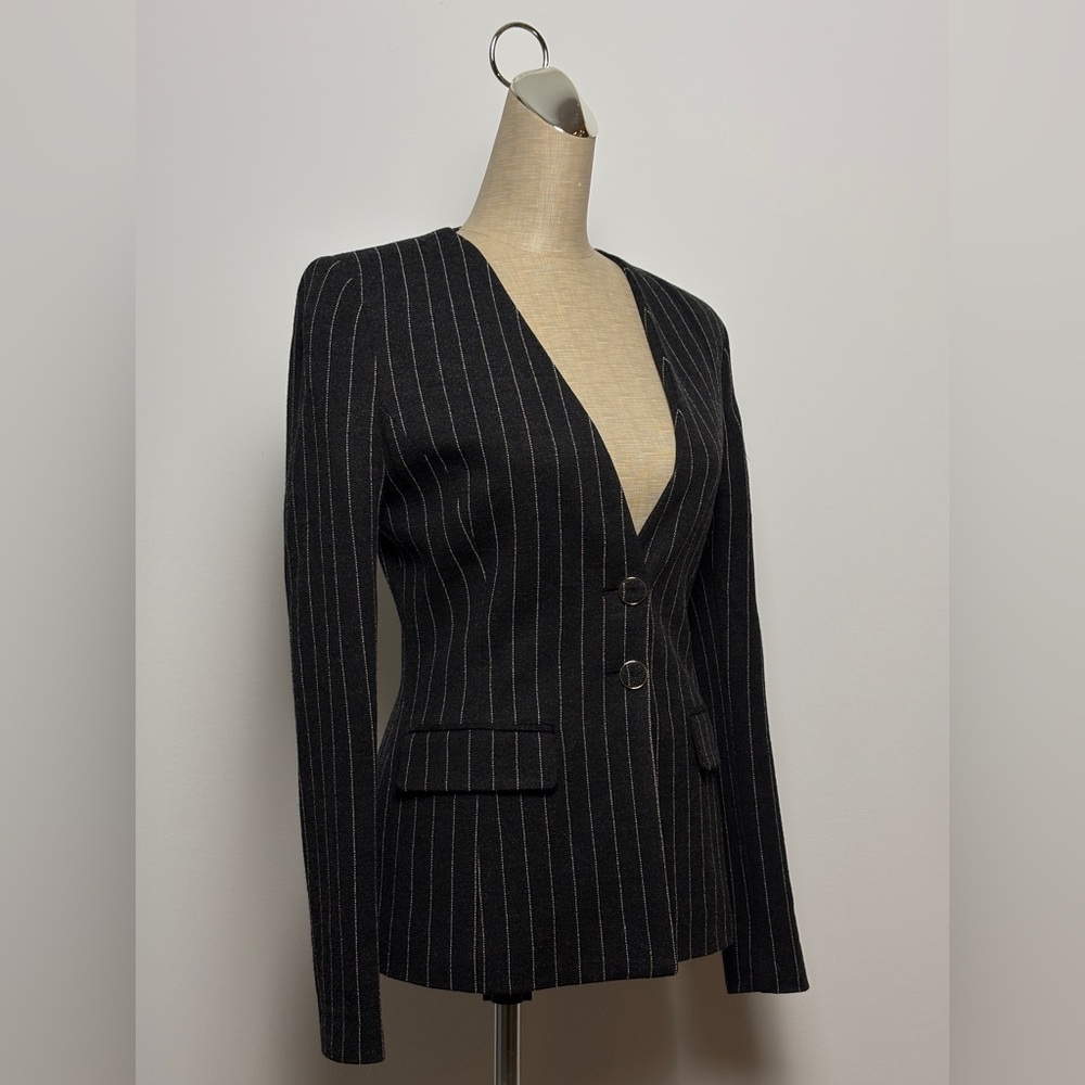 PINKO Black and White Striped Blazer